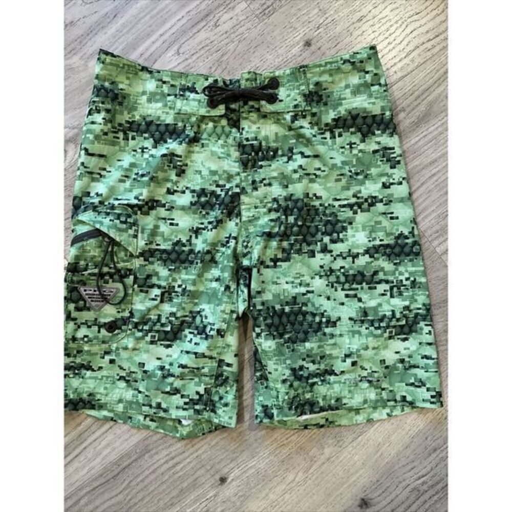 Columbia PFG Men's Board Shorts Swim Shorts Tie Waist Green Size 30‎